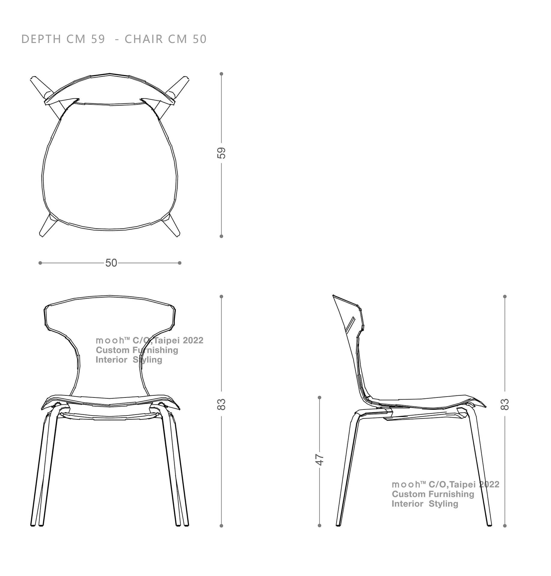 布登 I｜無扶手餐椅｜mooh Living 流行設計家具・墨禾製作