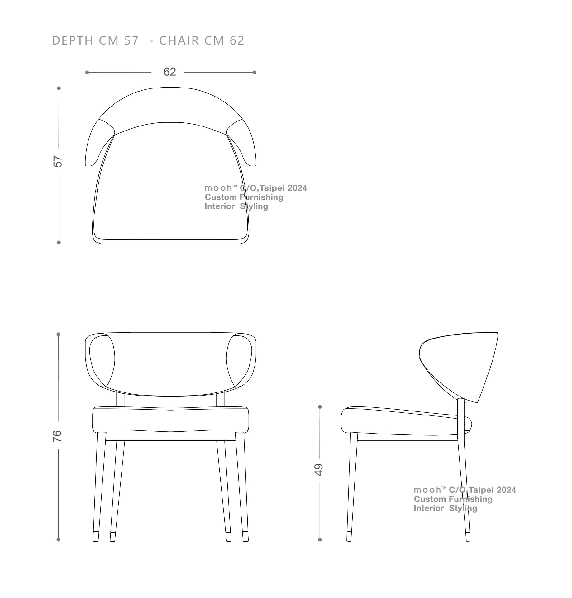 永比｜無扶手餐椅｜mooh Living 流行設計家具・墨禾製作