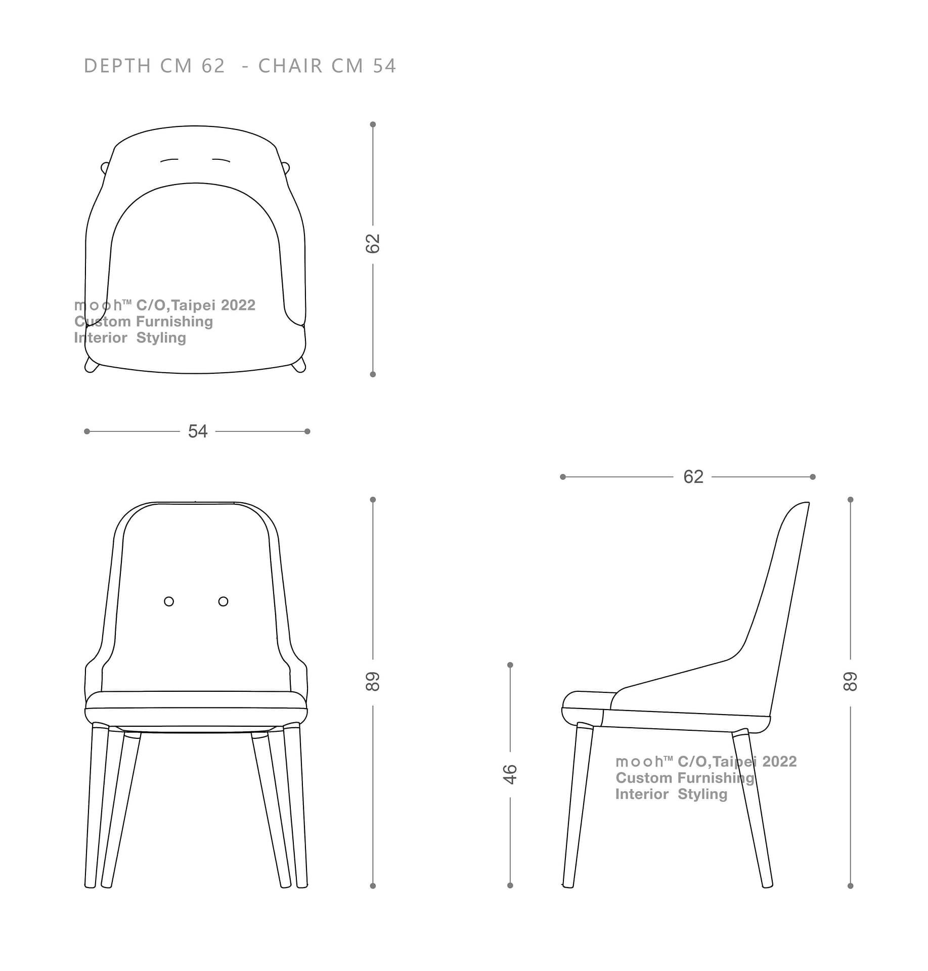 庫爾｜無扶手餐椅｜mooh Living 流行設計家具・墨禾製作