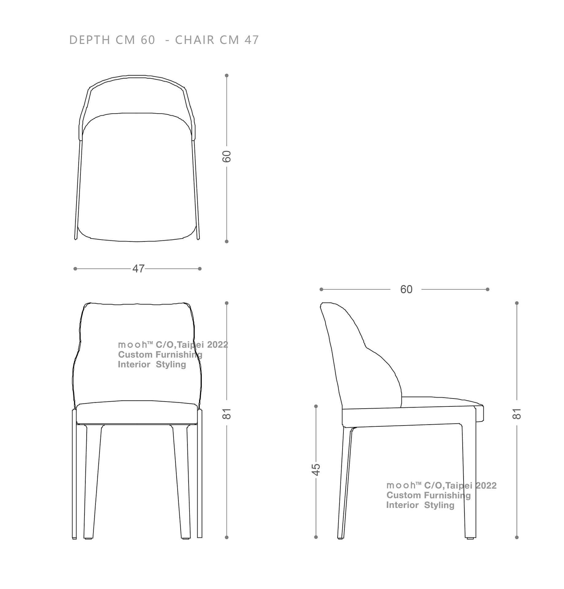 德萊蒙｜無扶手餐椅｜mooh Living 流行設計家具・墨禾製作