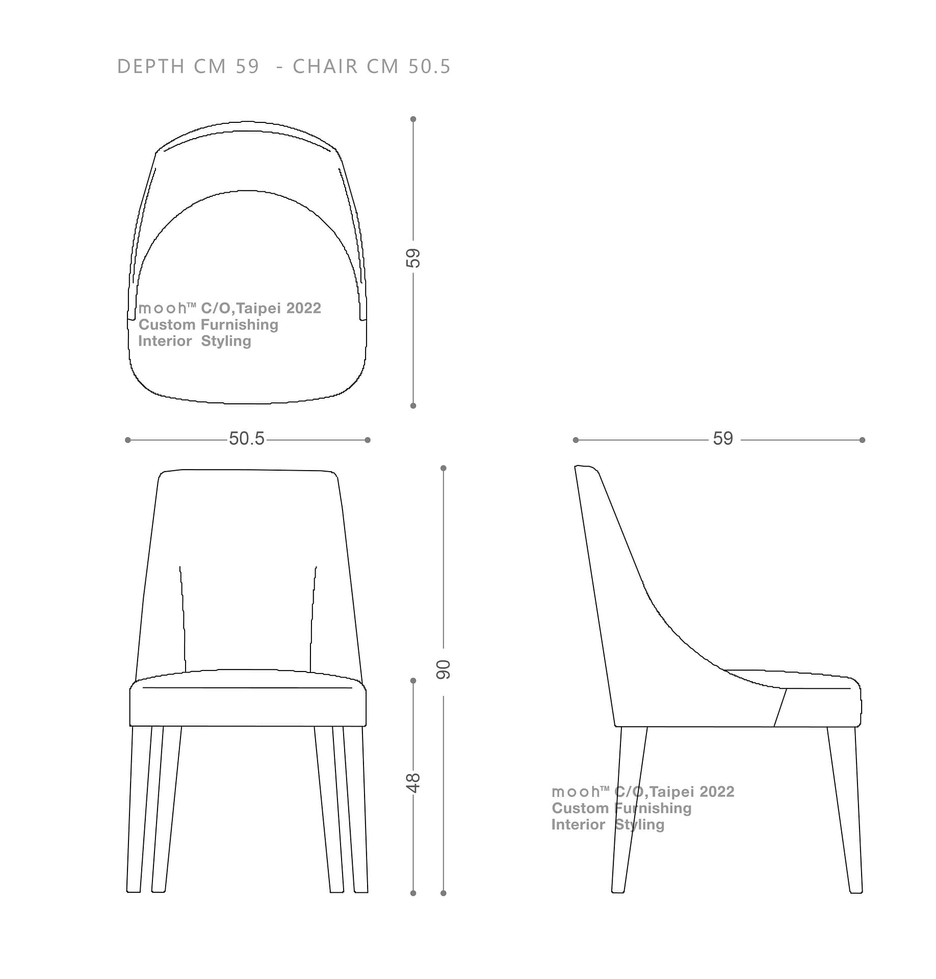 艾希｜無扶手餐椅｜mooh Living 流行設計家具・墨禾製作