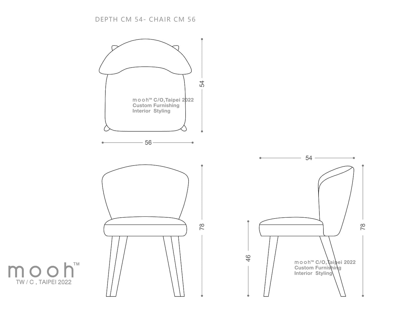 科龐 I（無扶手款）｜無扶手餐椅｜mooh Living 流行設計家具・墨禾製作