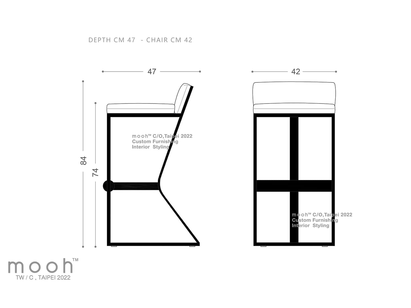 凡城｜吧檯椅｜mooh Living 流行設計家具・墨禾製作