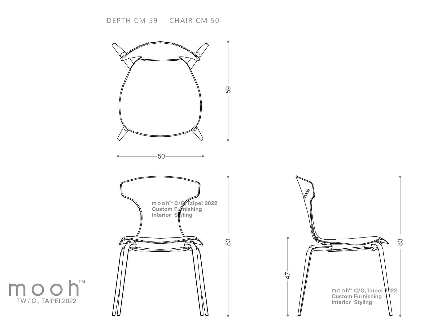 布登 I｜無扶手餐椅｜mooh Living 流行設計家具・墨禾製作